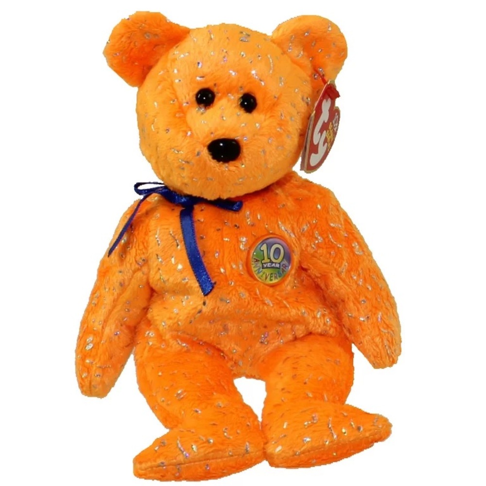 TY Decade Beanie Babies to celebrate their 10th Anniversary orange